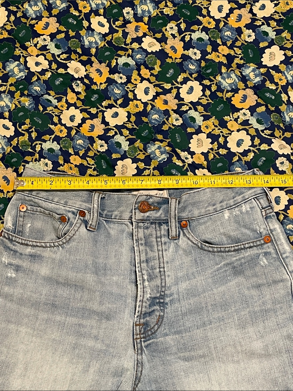 Madewell Light Blue Denim High-Rise Frayed Hem Shorts - Picture 3 of 6